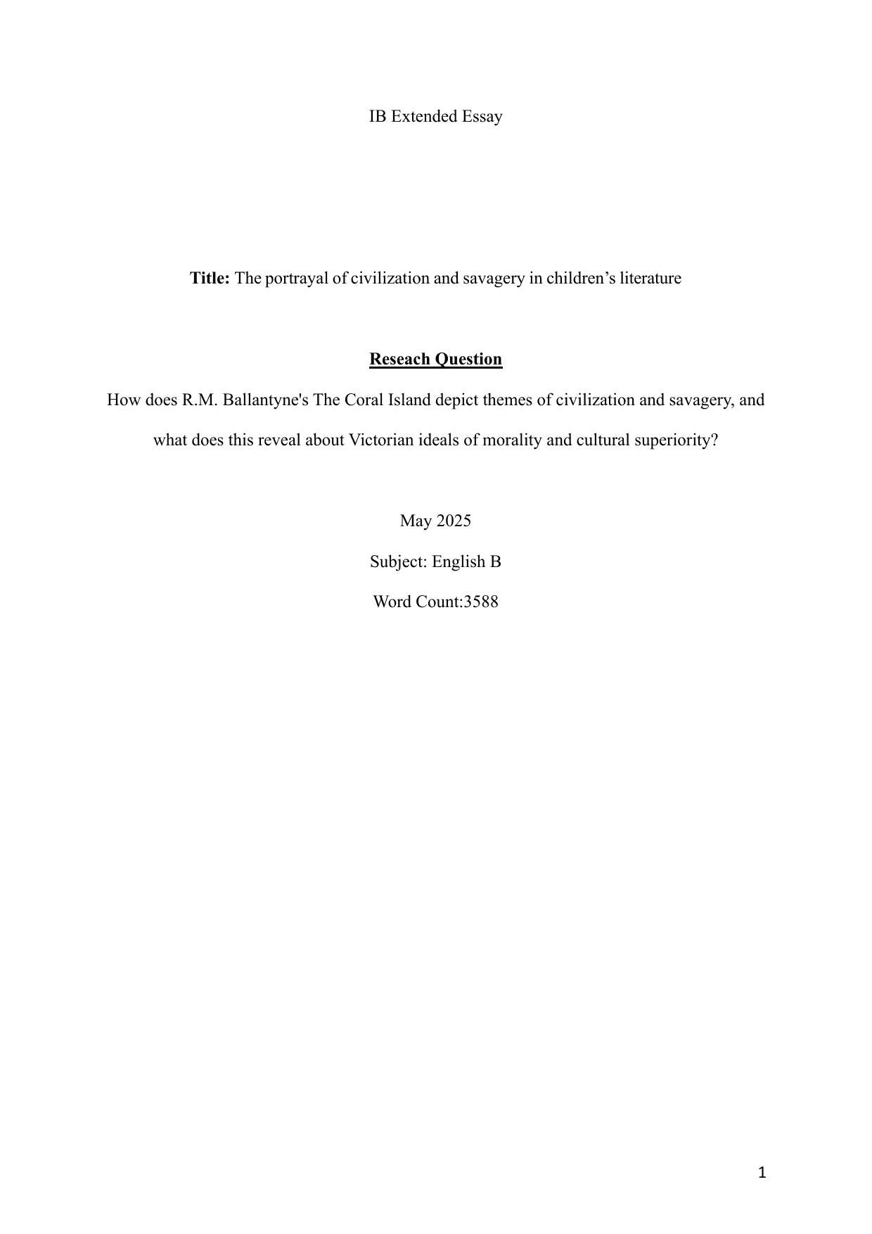 How does R.M. Ballantyne's The Coral Island depict themes of civilization and savagery, and
what does this reveal about Victorian ideals of morality and cultural superiority? - English B EE exemplar scored C