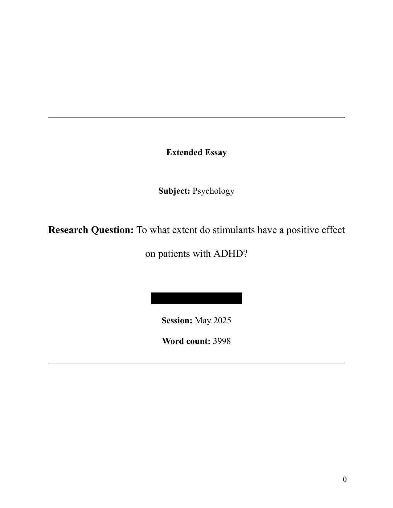To what extent do stimulants have a positive effect on patients with ADHD? - Psychology EE exemplar scored B