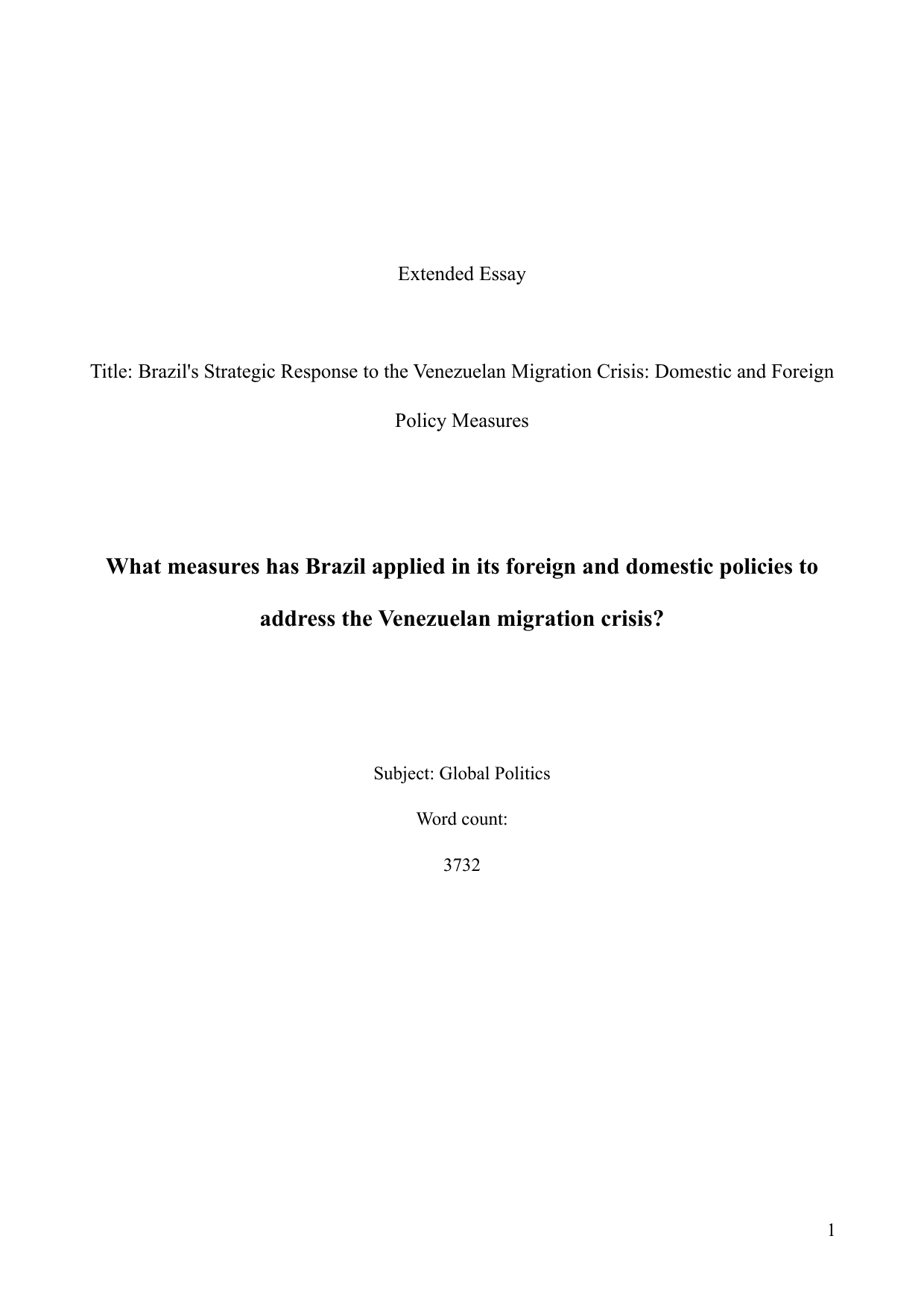 What measures has Brazil applied in its foreign and domestic policies to address the Venezuelan migration crisis?