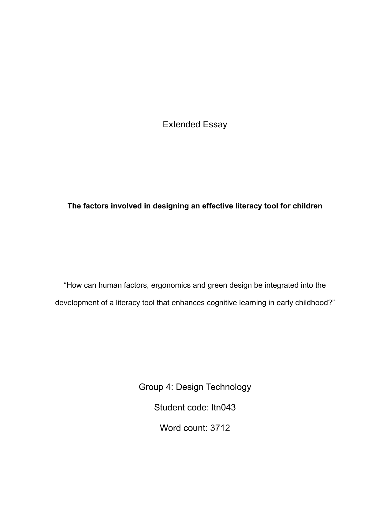 How can human factors, ergonomics and green design be integrated into the development of a literacy tool that enhances cognitive learning in early childhood?
