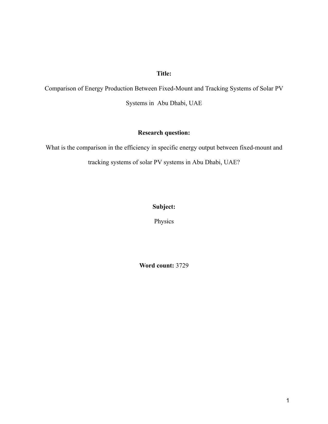 What is the comparison in the efficiency in specific energy output between fixed-mount and tracking systems of solar PV systems in Abu Dhabi, UAE?