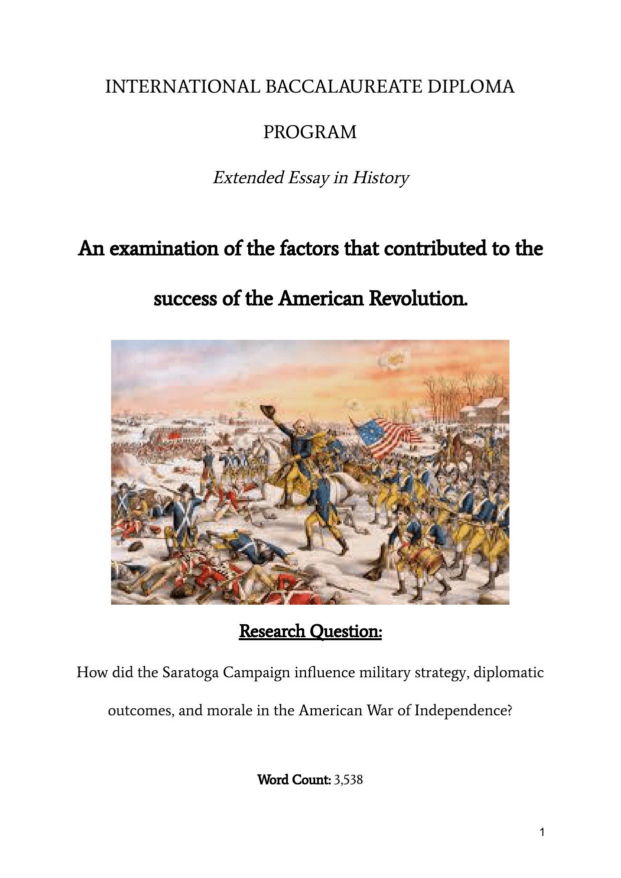 How did the Saratoga Campaign influence military strategy, diplomatic outcomes, and morale in the American War of Independence? - History EE exemplar scored C