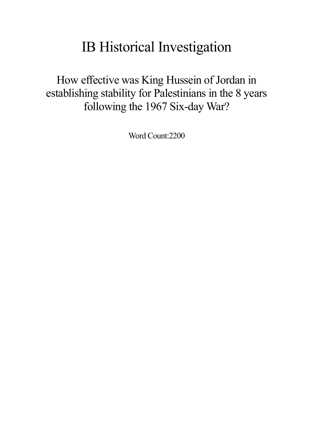 How effective was King Hussein of Jordan in
establishing stability for Palestinians in the 8 years
following the 1967 Six-day War?
