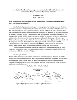 Investigating the effects of increasing sucrose concentrations (M) and its impact on the
Fermentation Rate of Kombucha Measured by pH hour-1