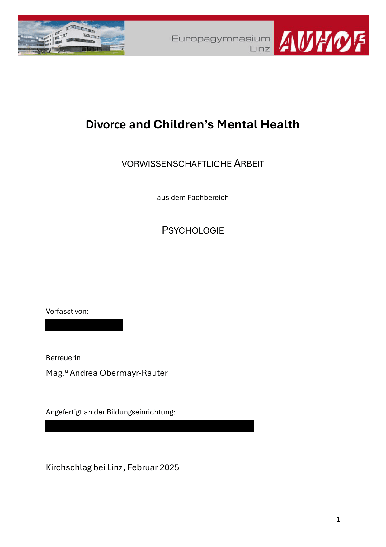 To what extent does parental divorce influence behavioral issues and aggression in children? - Psychology EE exemplar scored C