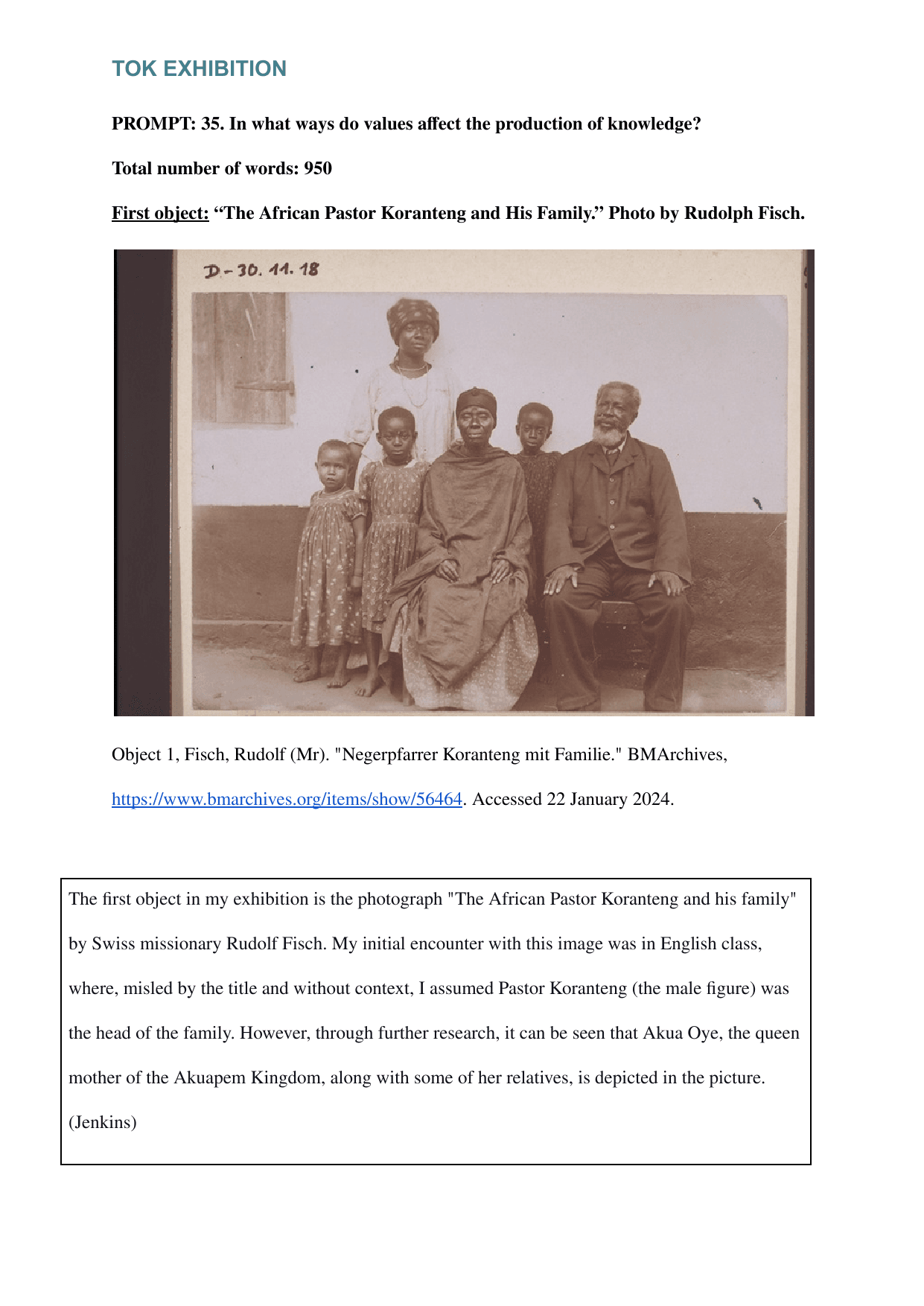 Coursework Exemplar - Theory of Knowledge (TOK) TOK exemplar scored A