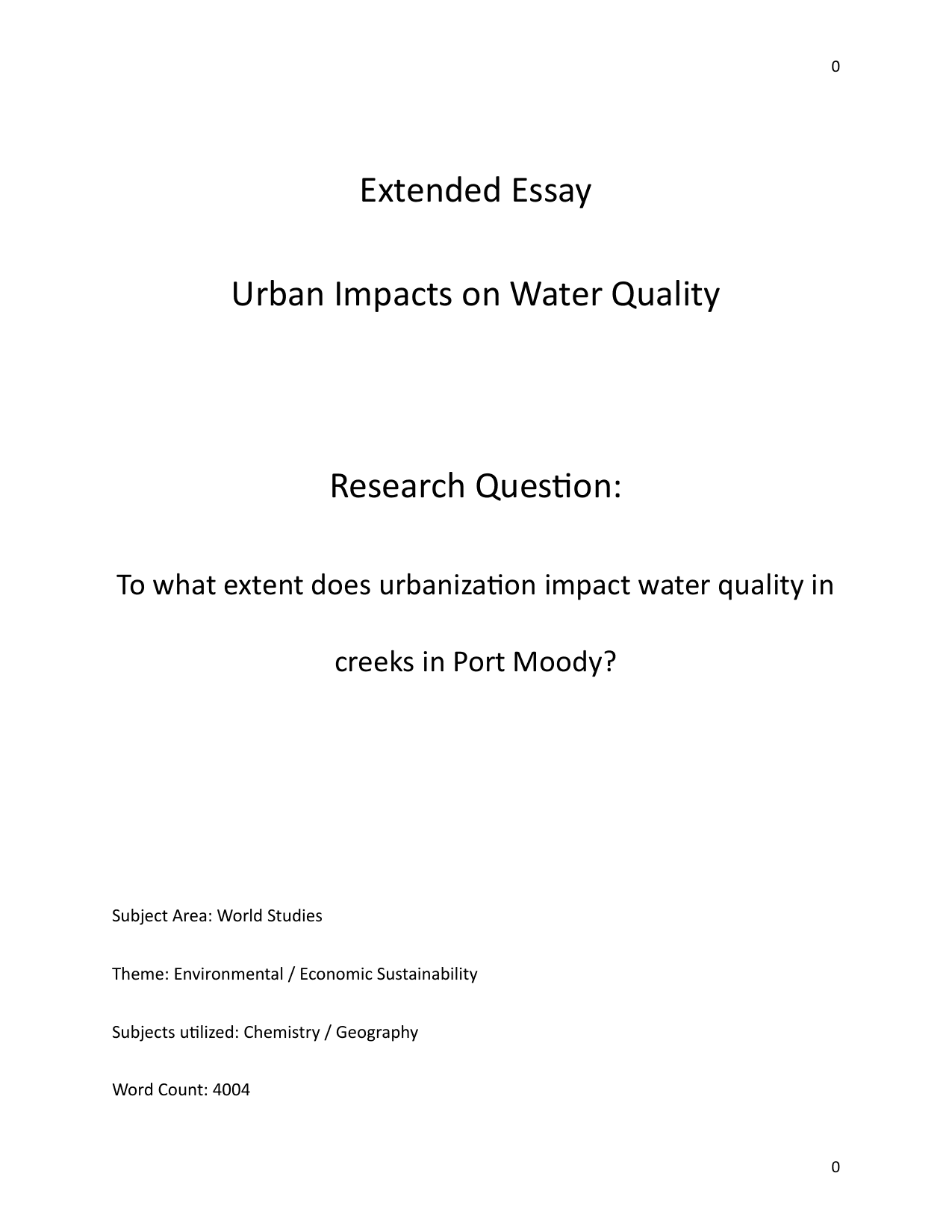 To what extent does urbanization impact water quality in creeks in Port Moody?

Geography / Chemistry
