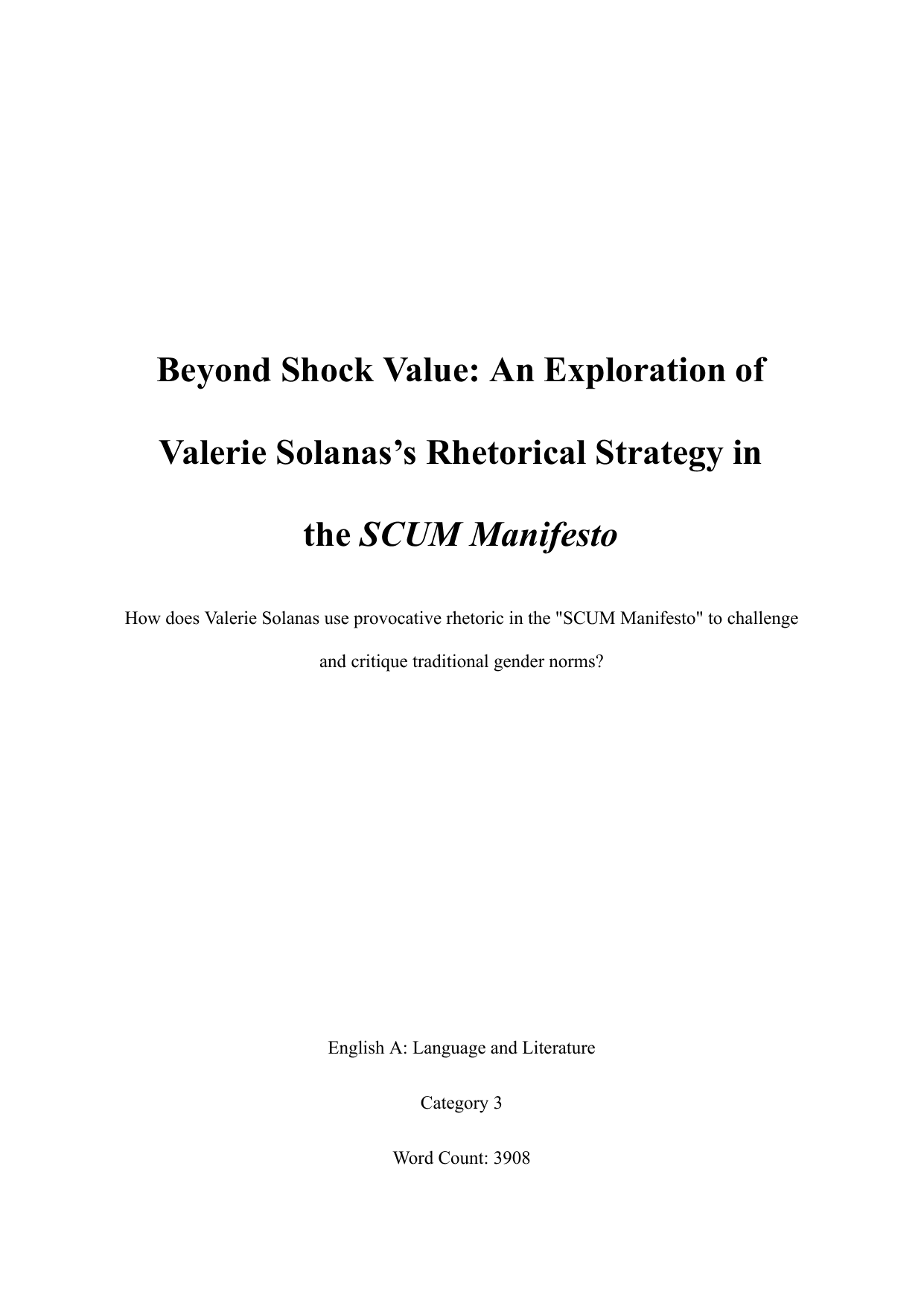 How does Valerie Solanas use provocative rhetoric in the "SCUM Manifesto" to challenge and critique traditional gender norms?