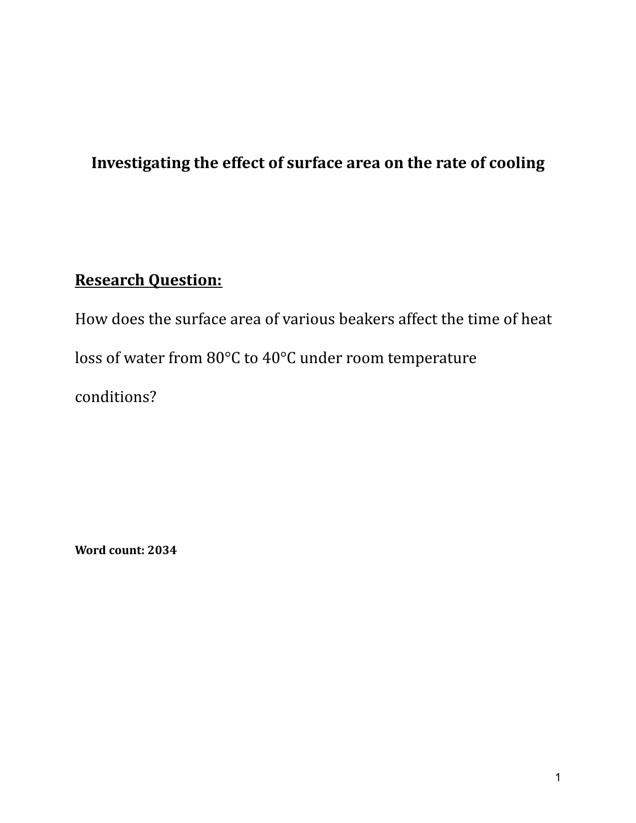 How does the surface area of various beakers affect the time of heat loss of water from 80°C to 40°C under room temperature conditions?