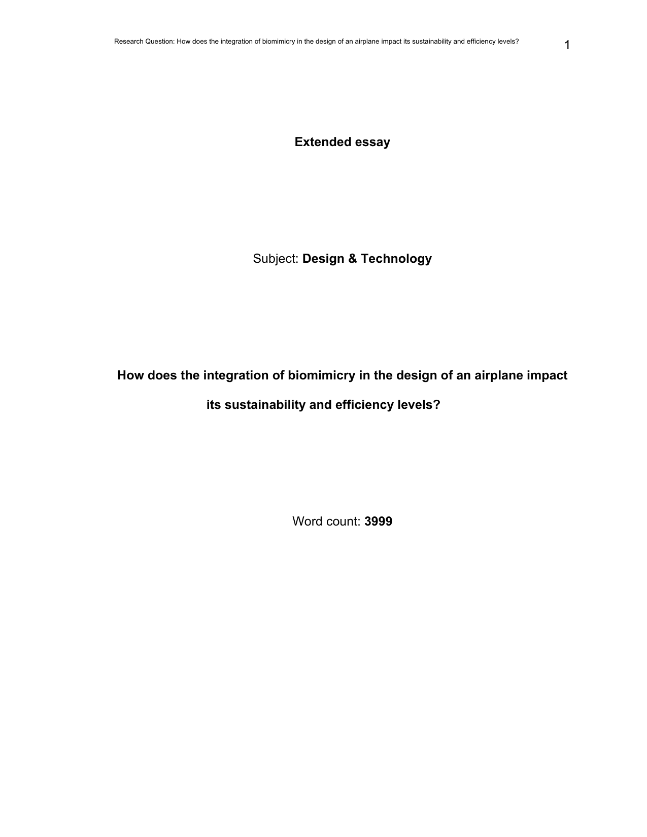 How does the integration of biomimicry in the design of an airplane impact its sustainability and efficiency levels?