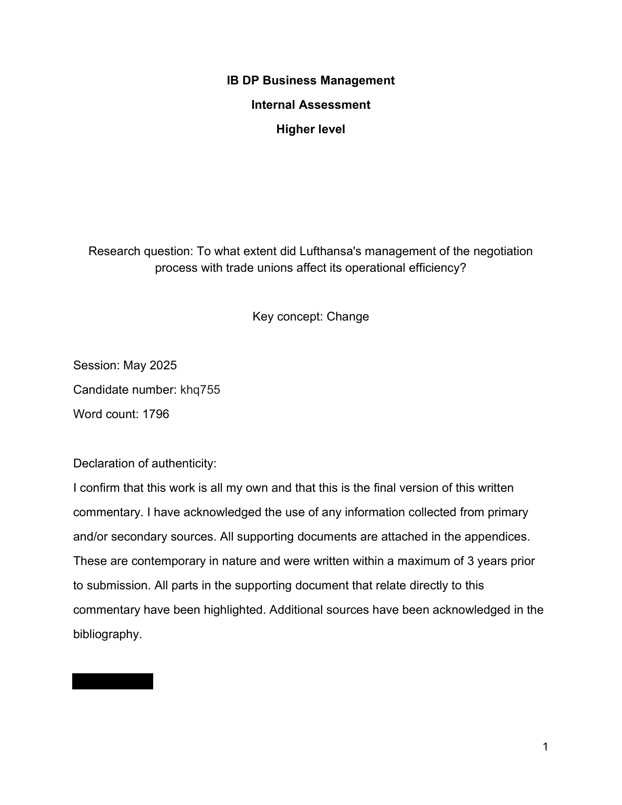Research question: To what extent did Lufthansa's management of the negotiation 
process with trade unions affect its operational efficiency?