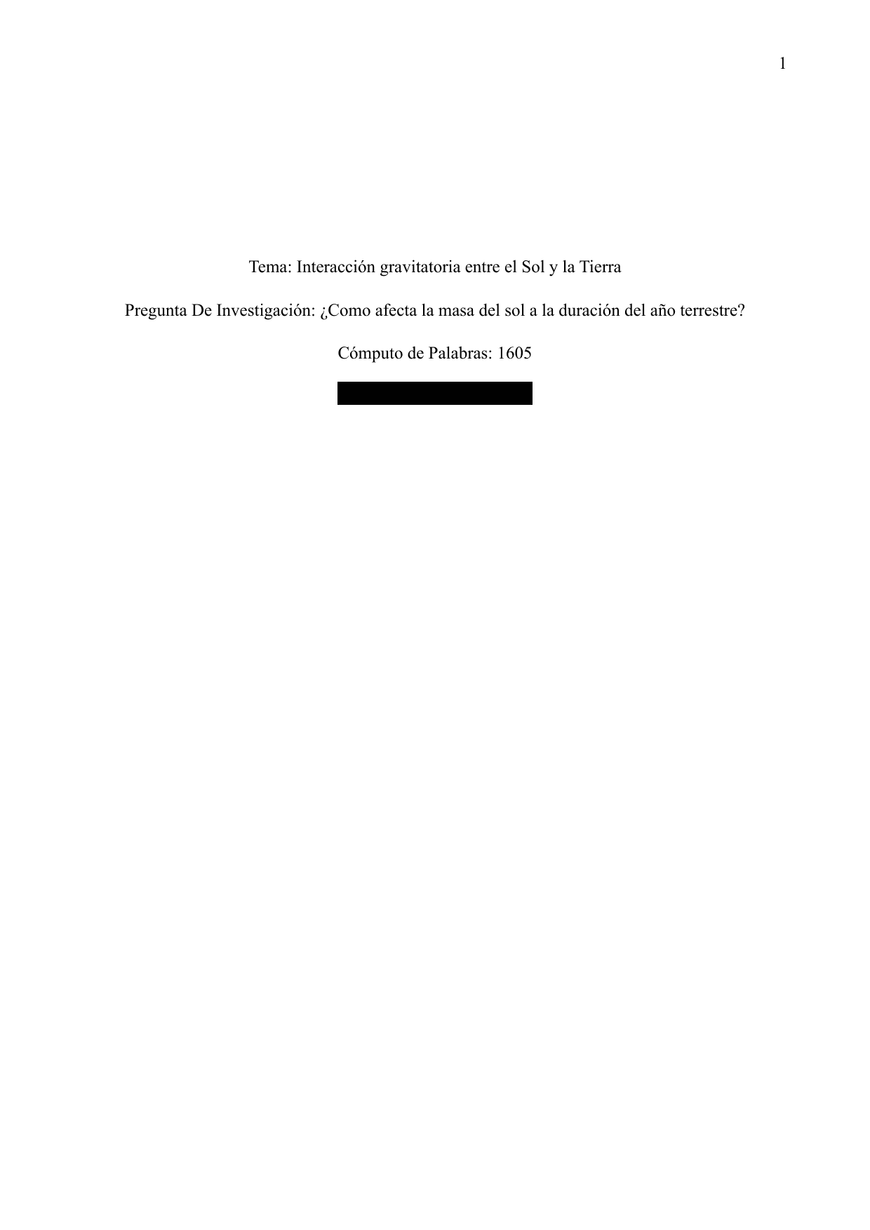 ¿Como afecta la masa del sol a la duración del año terrestre? - Physics IA exemplar scored 2