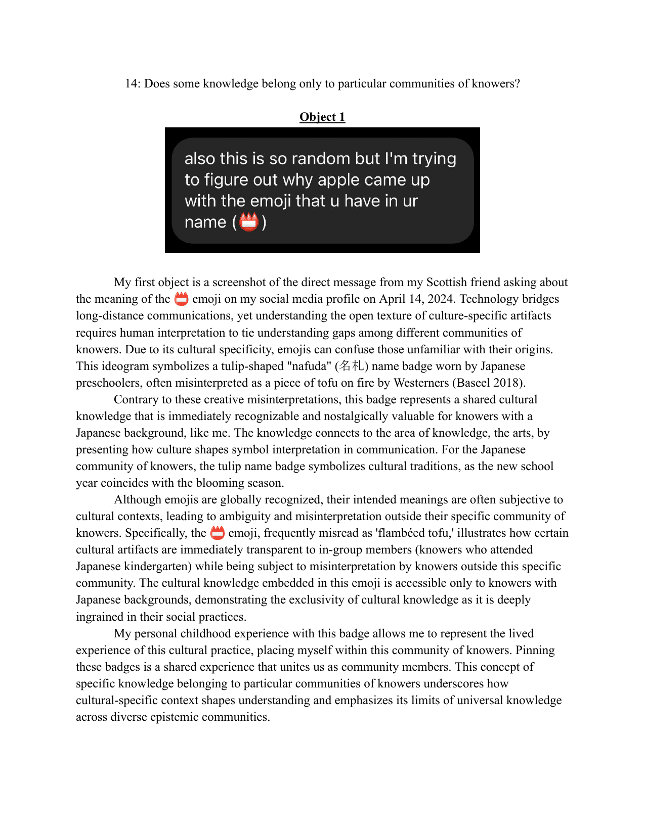 Does some knowledge belong only to particular communities of knowers? - Theory of Knowledge (TOK) TOK exemplar scored A