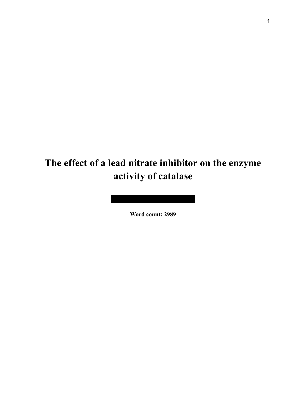 How do varying concentrations of lead nitrate (0 mol/dm3, 0.1 mol/dm3, 0.2 mol/dm3, 0.3 mol/dm3, 0.4 mol/dm3 and 0.5 mol/dm3) affect the rate of enzyme activity of liver catalase in the decomposition of hydrogen peroxide, by measuring the amount of oxygen produced in 2 minutes using a gas syringe? - Biology IA exemplar scored 6