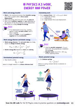 IB Physics A.3 Work, energy and power