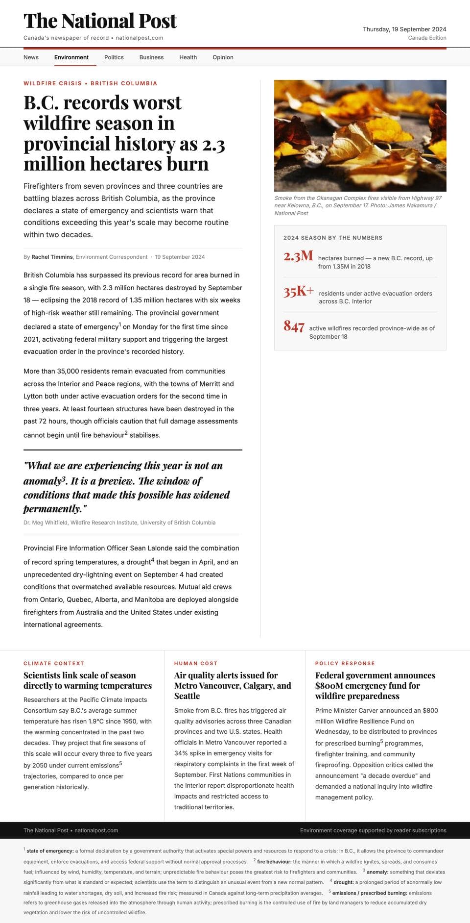 The National Post — BC Wildfire Season