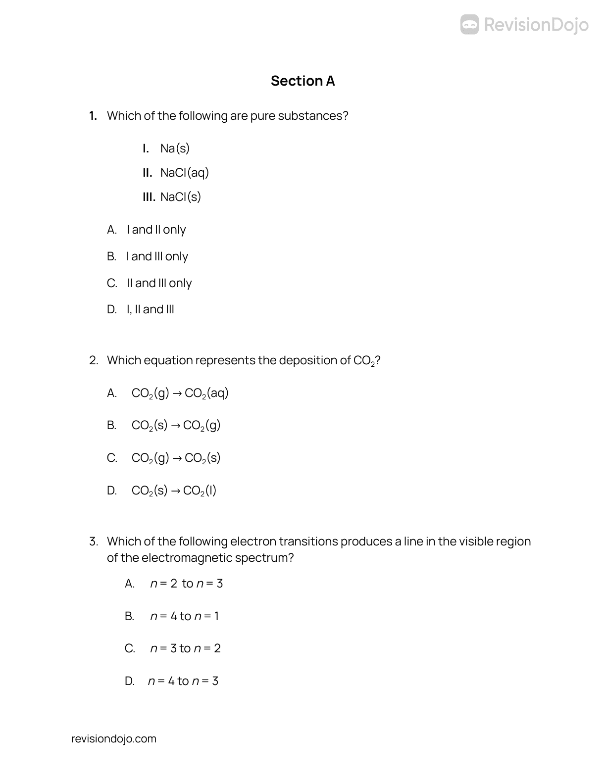 Free Chemistry HL Predicted Paper 1A questions