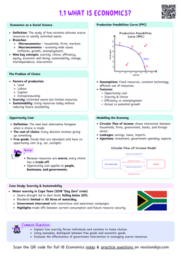 IB Econ 1.1 What is economics? Cheatsheet