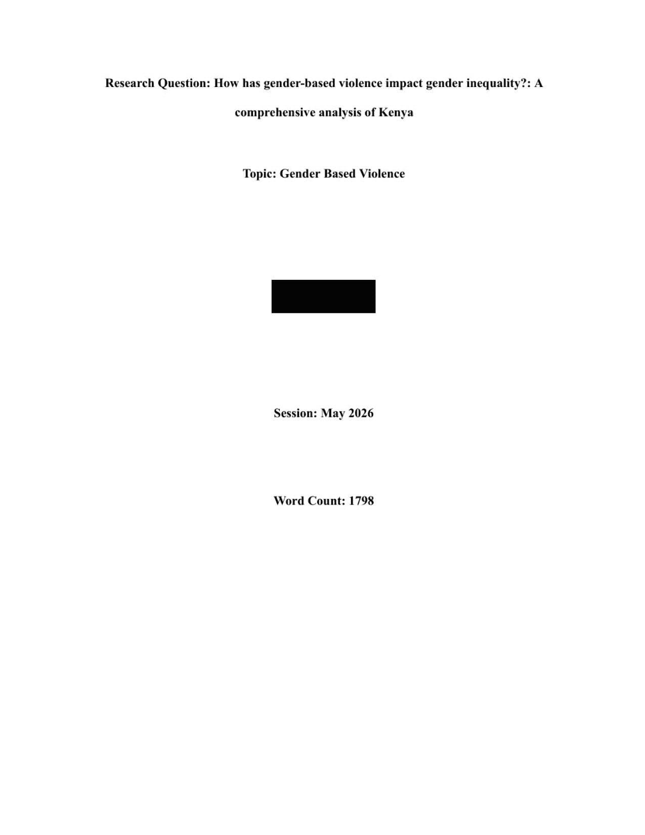 How has gender-based violence impact gender inequality?: A comprehensive analysis of Kenya - Global Politics IA exemplar