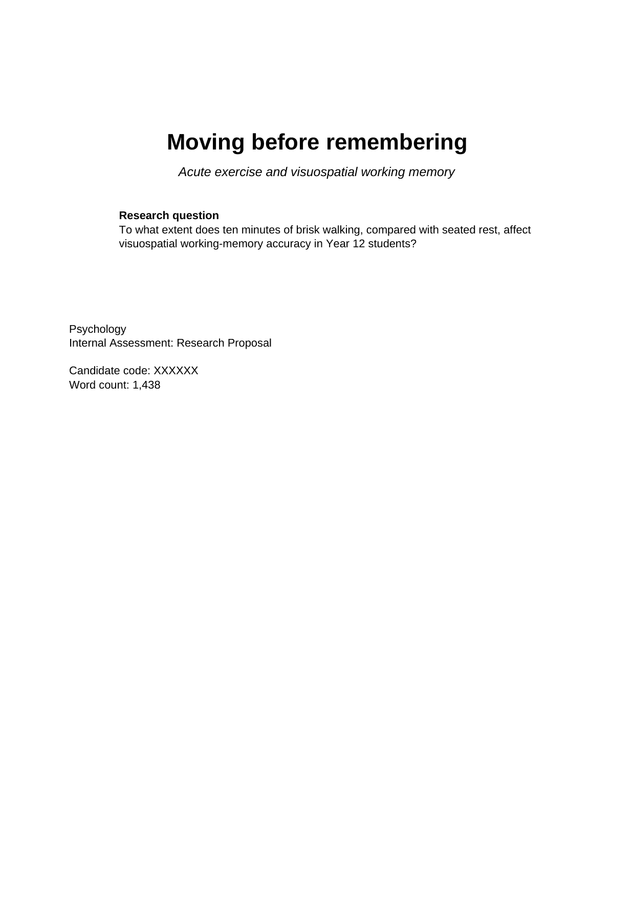 Moving before remembering - Psychology (First Exam 2027) IA exemplar