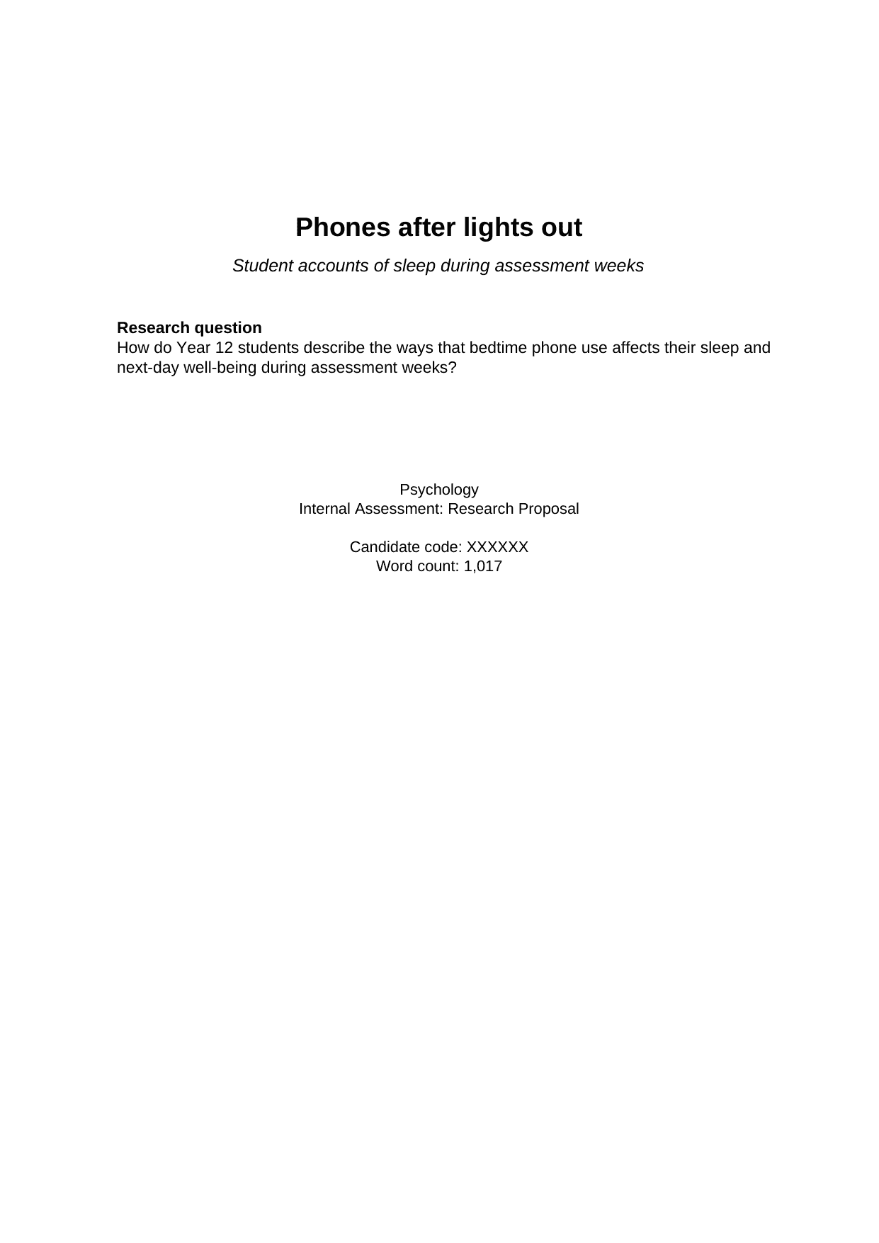Phones after lights out - Psychology (First Exam 2027) IA exemplar