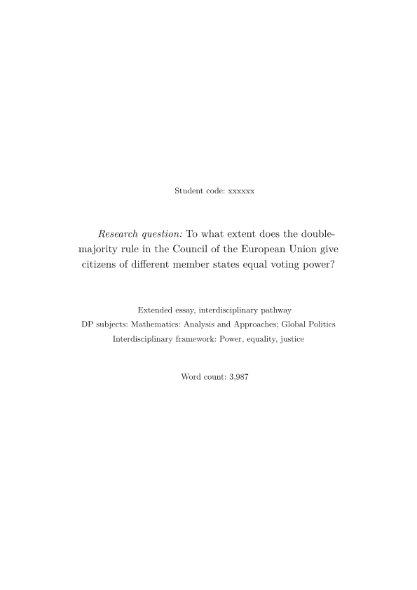 To what extent does the double-majority rule in the Council of the European Union give citizens of different member states equal voting power? - Interdisciplinary EE exemplar