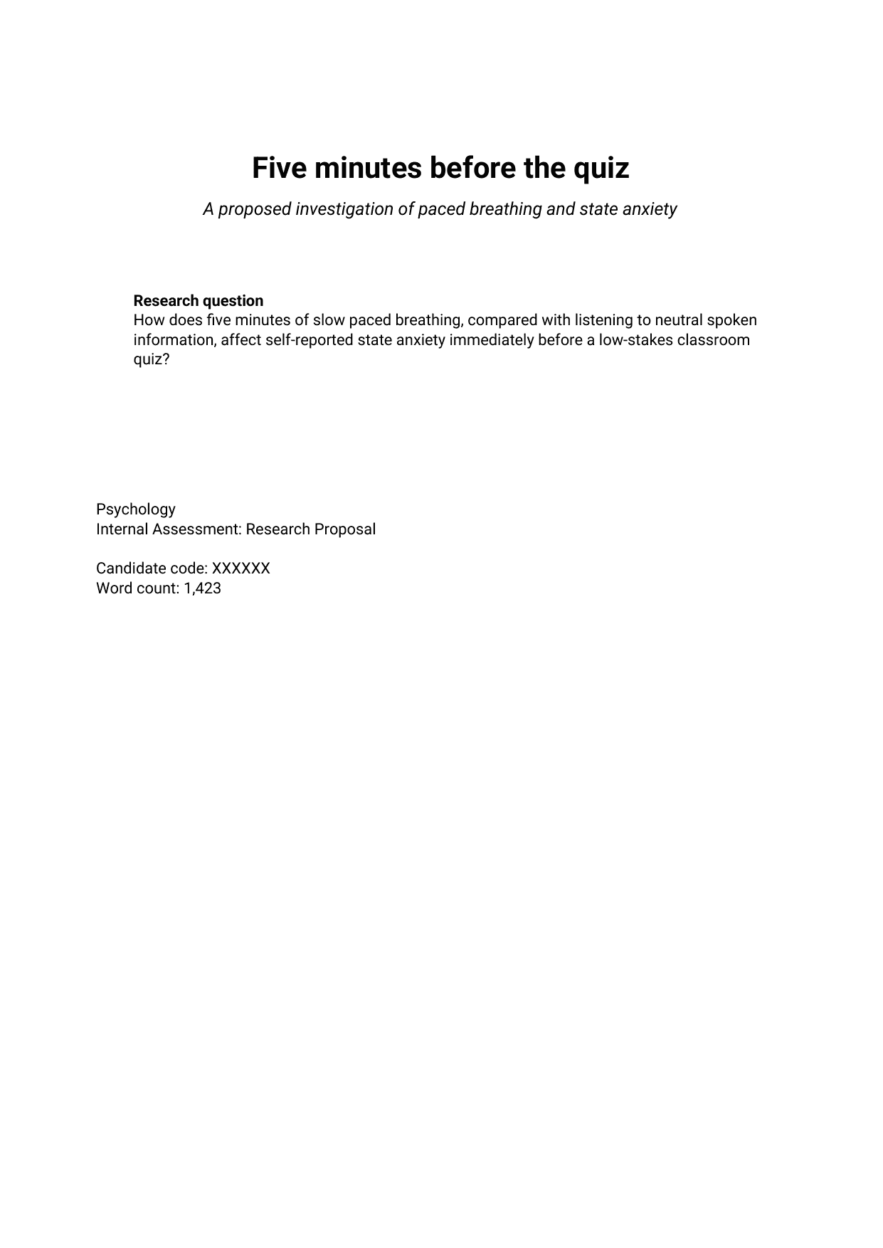 Five minutes before the quiz - Psychology (First Exam 2027) IA exemplar