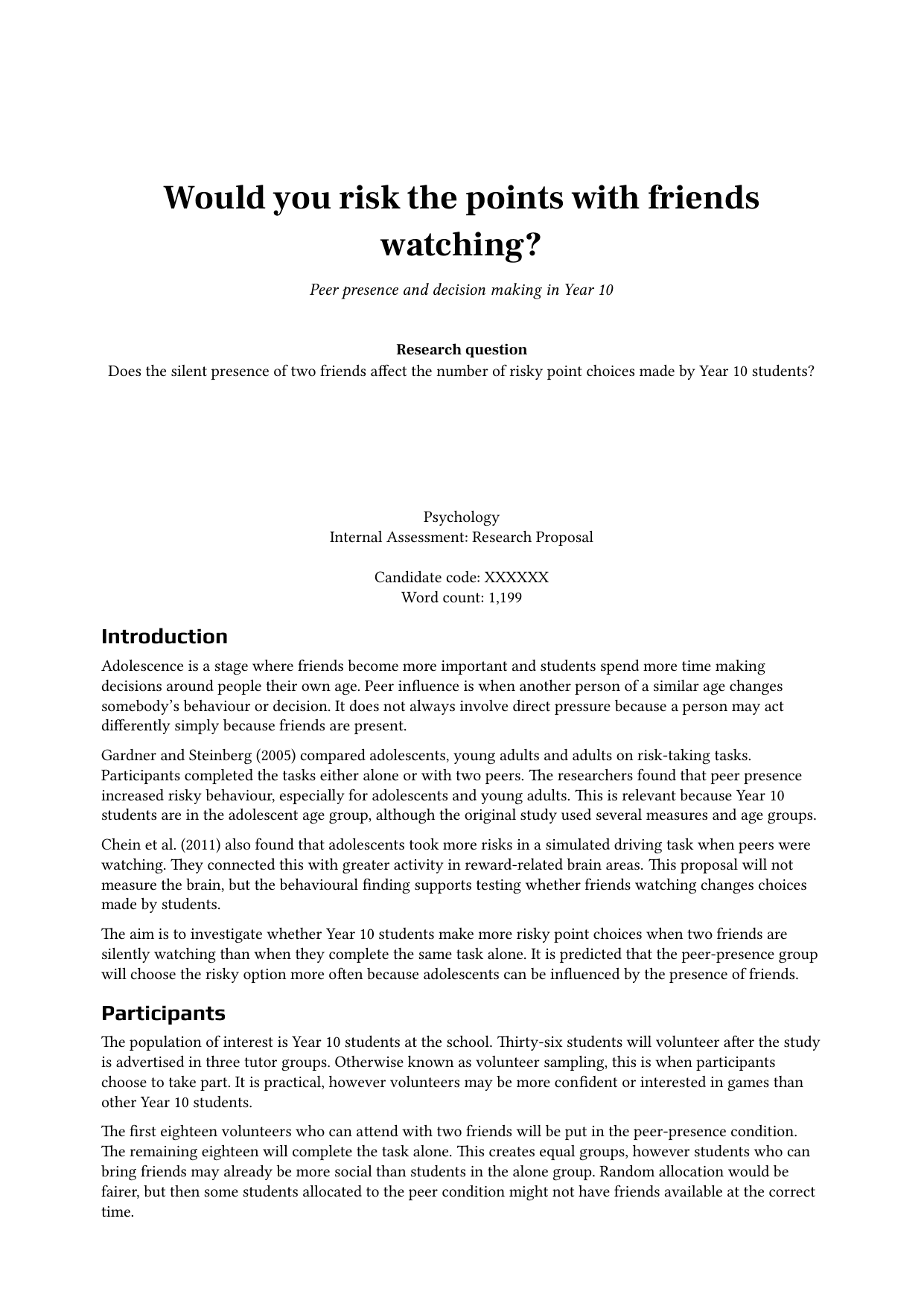 Would you risk the points with friends watching? - Psychology (First Exam 2027) IA exemplar