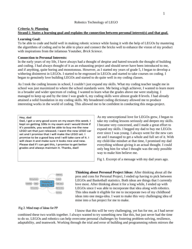 The Walking Humanoid - Personal Project (MYP) External Assessment exemplar