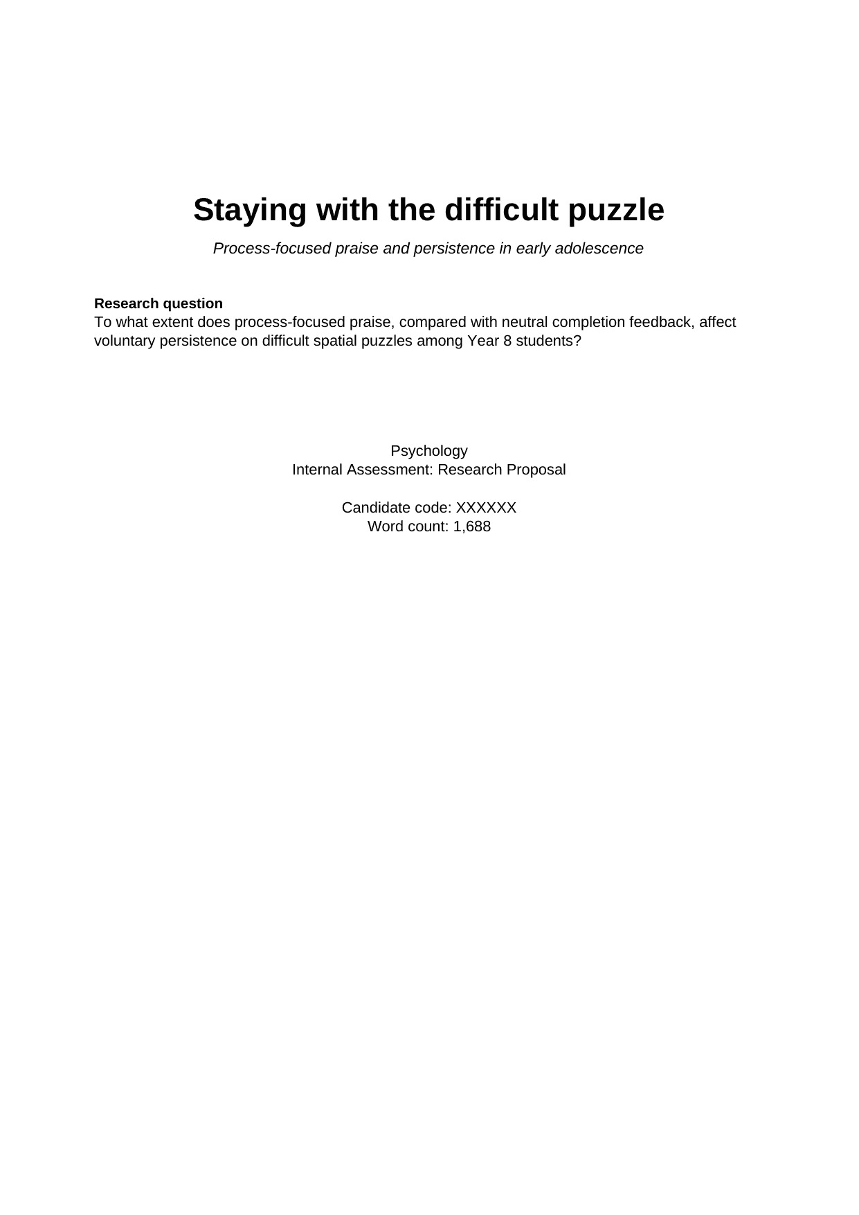 Staying with the difficult puzzle - Psychology (First Exam 2027) IA exemplar scored 7